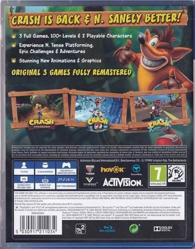 Crash Bandicoot N-sane Trilogy - PS4 (A Grade) (Genbrug)